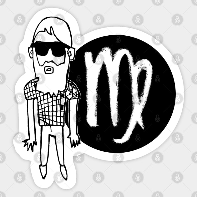 Virgo Zodiac Man, Virgo Guy or Boy Sticker by badlydrawnbabe